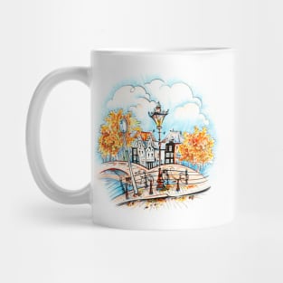 Amsterdam houses, bridges and streetlight Mug